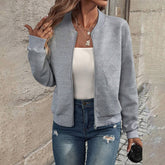 Zip-Up Jacket Baseball Collar Blazer