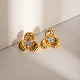 STAINLESS STEEL THREE PETAL FLOWER EARRINGS_CWASC1680
