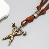 Vintage Sport Pendant Leather Necklace_Cwmm4606