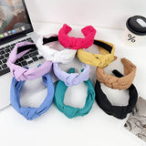SOLID COLOR TEXTURED FABRIC CROSS HEADBAND_CWAHA2084