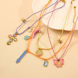 COLORFUL ROPE NECKLACE WITH BUTTERFLY CHARM_CWMM8805