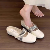 Wedge Heel Mary Jane Mules For Women
