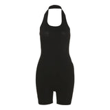 Solid Color Halter Short Design Sense Jumpsuit