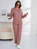 Waffle Two-Piece Loungewear With Long Sleeves
