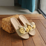 KOREAN STYLE LINEN BOW SLIPPERS FOR SUMMER_CWSHF0179