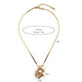 SOLID SUNFLOWER NECKLACE WITH PEARL SNAKE CHAIN_CWMM8879