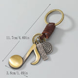 Vintage Musical Note Cowhide Car Keychain_Cwmm4777