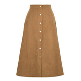 CORDUROY SKIRT SINGLE BREASTED HIGH WAISTLONGSKIRT_CWBSS0372