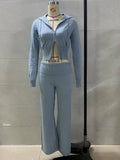 Two-Piece Sport Zippered Hooded Top Trousers Set