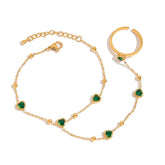 EMERALD HEART ZIRCON HAND CHAIN FOR WOMEN_CWAJE4788