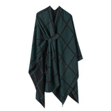 SIDE STRAP SHAWL PLAID SLIT CAPE WARM SCARF_CWASC2167