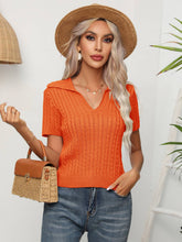 Twisted Twist Lapel Short-Sleeved Sweater