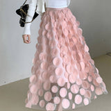 THREE DIMENSIONAL FLORAL TULLE MESH SKIRT_CWBLS0395