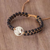 Tree Shaped Pendant Natural Stone Woven Bracelet