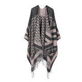 SHAWL FAUX CASHMERE CAPE FRINGED CAPE_CWASC2248