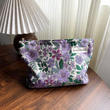 Purple Flower Makeup Bag Small Travel Wallet Pouch_Cuab00670