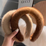SOLID COLOR WINTER FUR HAIRBAND HEADBAND HEADDRESS_CWAHA3322