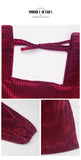 Velvet Square Neck Solid Color Short Dress