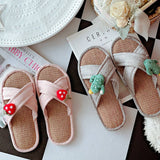 RETRO CROSS LINEN NON SLIP SLIPPERS FOR WOMEN_CWMM2948