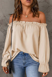 Solid-Color Pullover Sexy Off-The-Shoulder Shirt