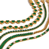 18K GOLD GREEN ZIRCON TENNIS CHAIN BRACELET_CWAJE4780