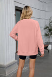 Solid Color Thread Round Neck Loose Hoodie