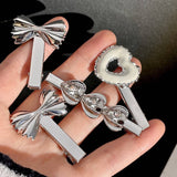 SILVER CHEESE HEART DONUT HAIRPIN DUCKBILL HAIRPIN_CWAHA4672