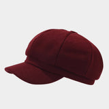Winter Wool Beret Cap Retro Newsboy Octagonal Hat_Cwah04703
