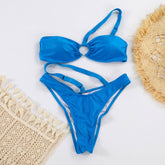 Women'S Nylon Bikini Shiny Blue Color Swimwear_Cwmw0258