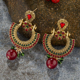 Vintage Large Beads Inlaid Rhinestone Earrings