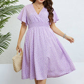 V Neck Polka Dot Loose Oversized Dress_Cwdsd3378