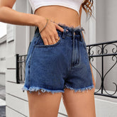 Trendy Raw Hem Denim Hot Shorts