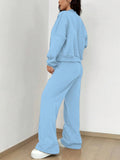 Zipper Cardigan Straight-Leg Sport Pants Set