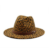 LEOPARD PRINT WOOLEN HAT JAZZ WIDE BRIM HAT_CWAH2547