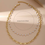 Trendy Geometric Layered Pearl Necklace_Cwmm3580