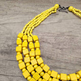 HANDMADE WOODEN SQUARE BEADS MULTI LAYER NECKLACE_CWMM4850