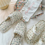 Womens Small Floral Lace Thick-Soled Slippers_Cwmm2969