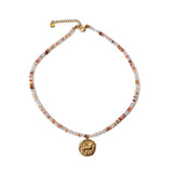 STAINLESS STEEL ZODIAC NECKLACE WITH NATURAL GEMS_CWMM8881