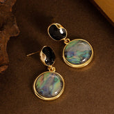 SIMPLE ABALONE EARRINGS SILVER NEEDLE EARRINGS_CWMM4289