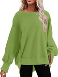 Solid Color Crew Neck Loose Pullover Hoodie