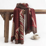 Women Retro Warm Printed Scarf