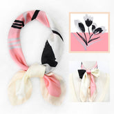FLORAL SILK SCARF FRESH ELEGANT SQUARE HEADSCARF_CWASC1154
