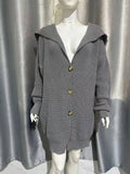 Solid Lapel Three-Button Mid-Length Cardigan