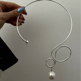 Waterdrop Imitation Pearl Fashion Metal Necklace_Cwmm3129