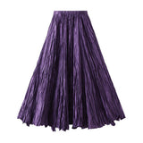 LOOSE PLEATED A LINE FLARED CASUAL MIDI SKIRT_CWBMS0399
