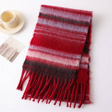 Color Stripe Fluffy Tassel Scarf For Winter_Cwasc2760