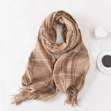 Women Simple Casual Warm Plaid Scarf