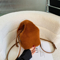PLUSH BUCKET BAG WOMEN HANDBAG CROSSBODY TOTE_CUAB00547