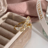 Womens Exquisite Micro-Inlaid Zircon Open Ring