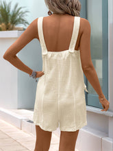 Textured Solid Pocketed Sleeveless Romper